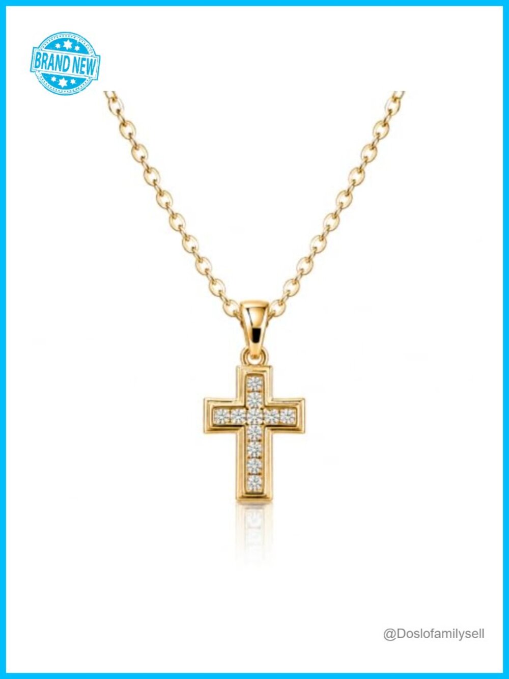 14K Gold Finish Cross Necklace Women Link Chain Lobster Clasp Faith Jewelry Gift